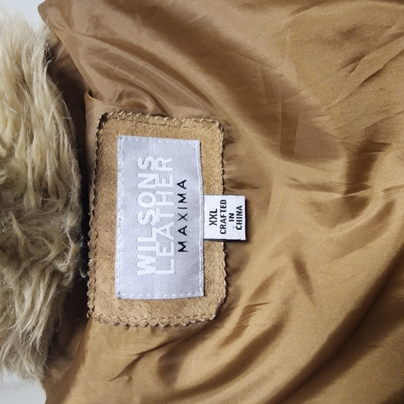 Vintage Wilsons Leather MAXIMA XXL Faux Fur Trim Suede Full Length Coat - Picture 9 of 10